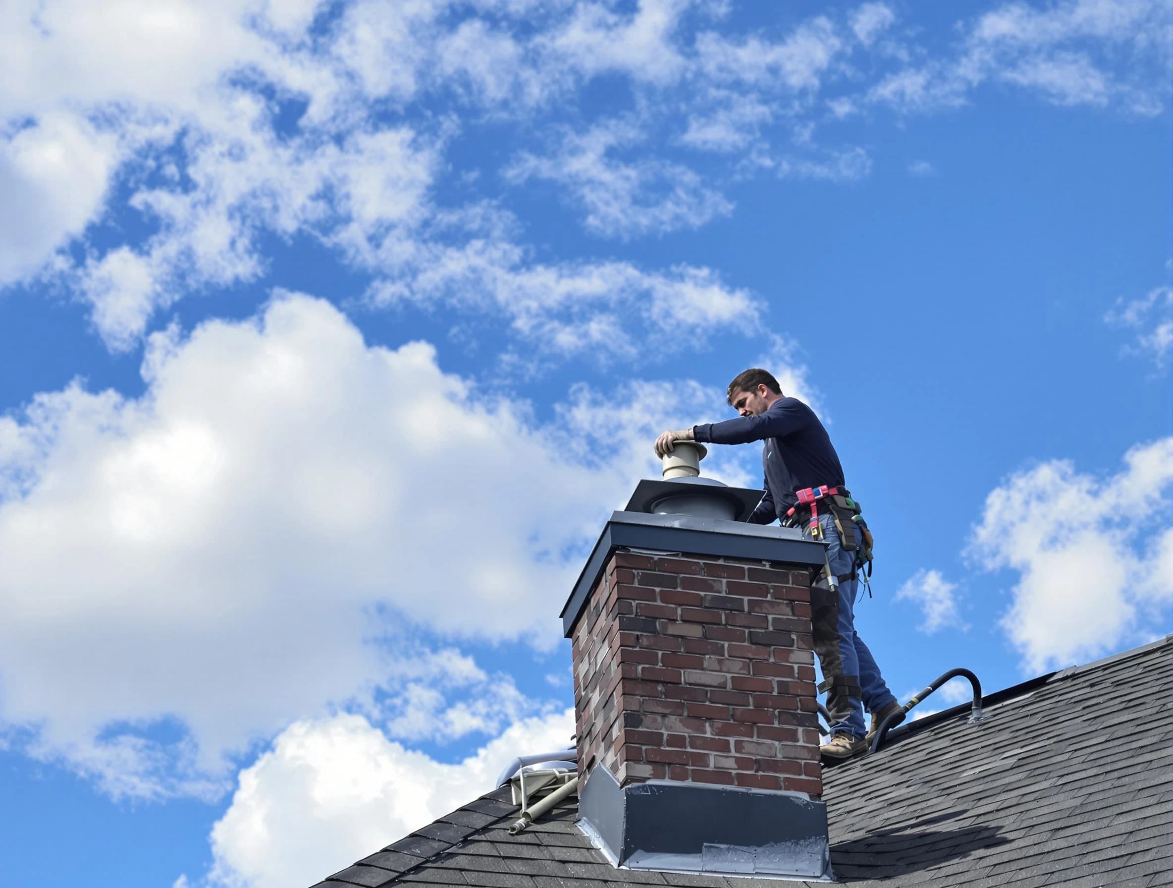 Haverhill Chimney Sweep installing a sturdy chimney cap in Haverhill, MA