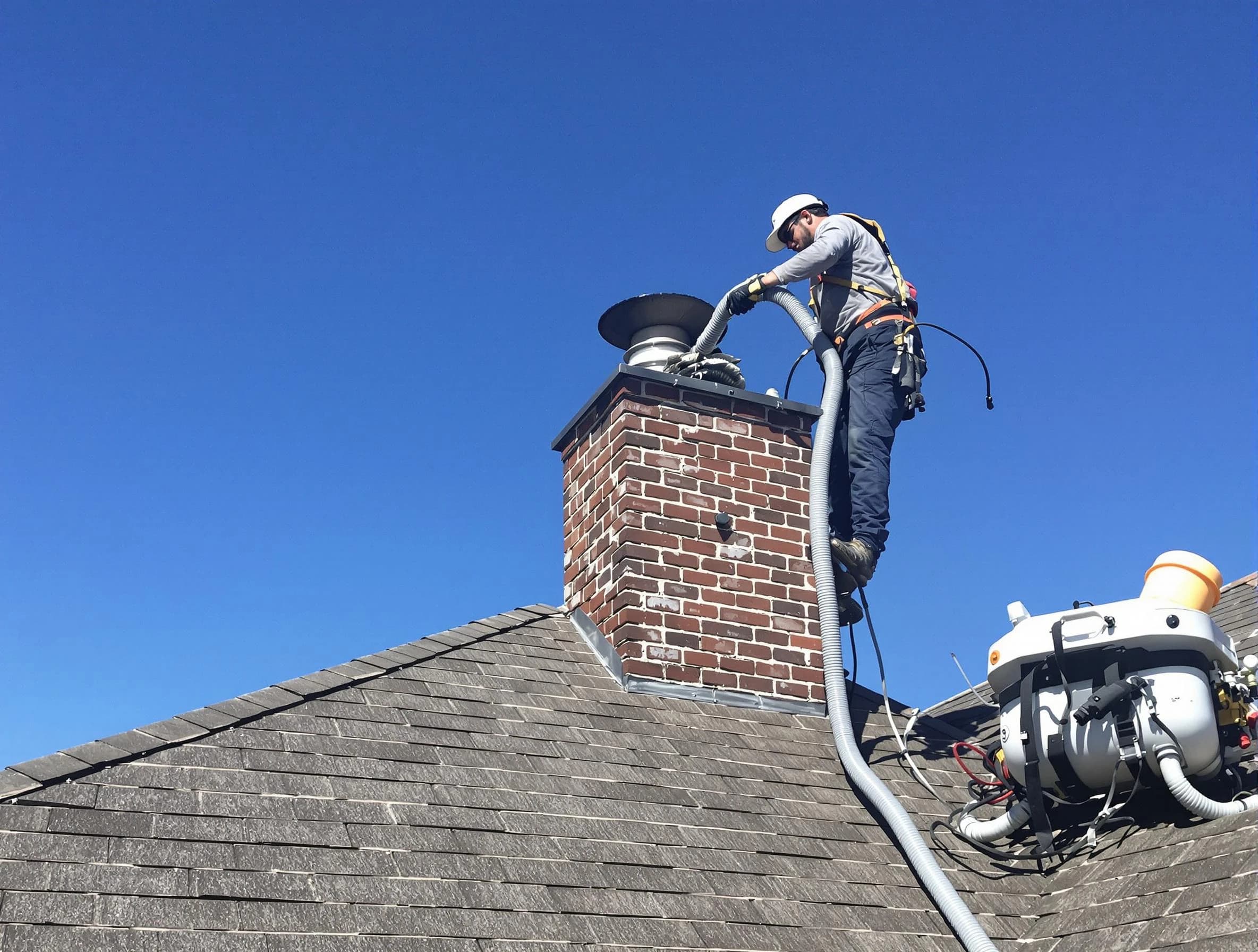 Dedicated Haverhill Chimney Sweep team member cleaning a chimney in Haverhill, MA