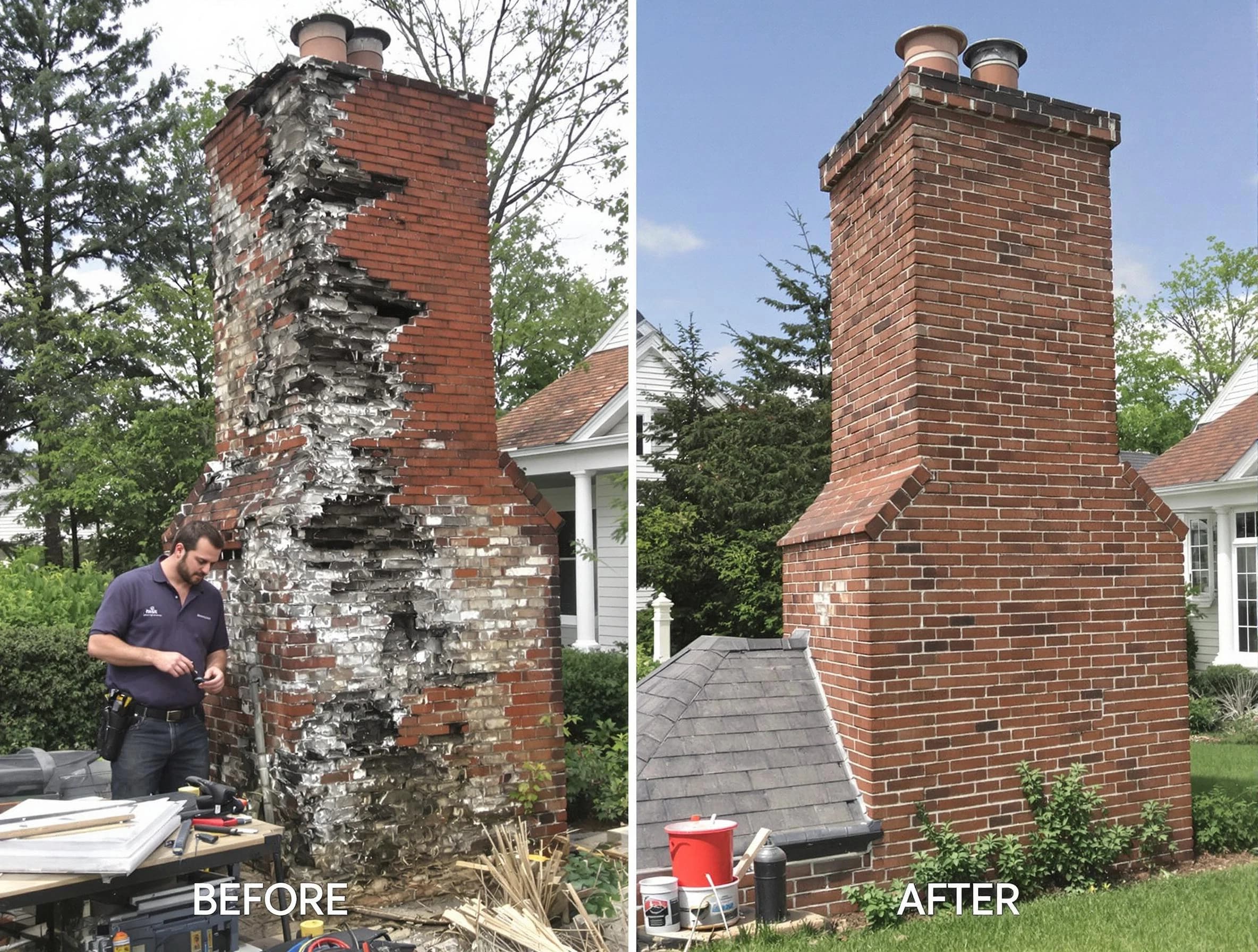 Haverhill Chimney Sweep performing a full chimney restoration in Haverhill, MA