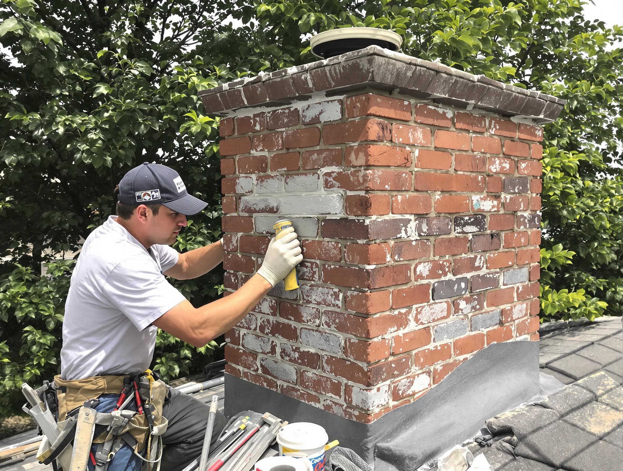 Haverhill Chimney Sweep restoring an aging chimney in Haverhill, MA