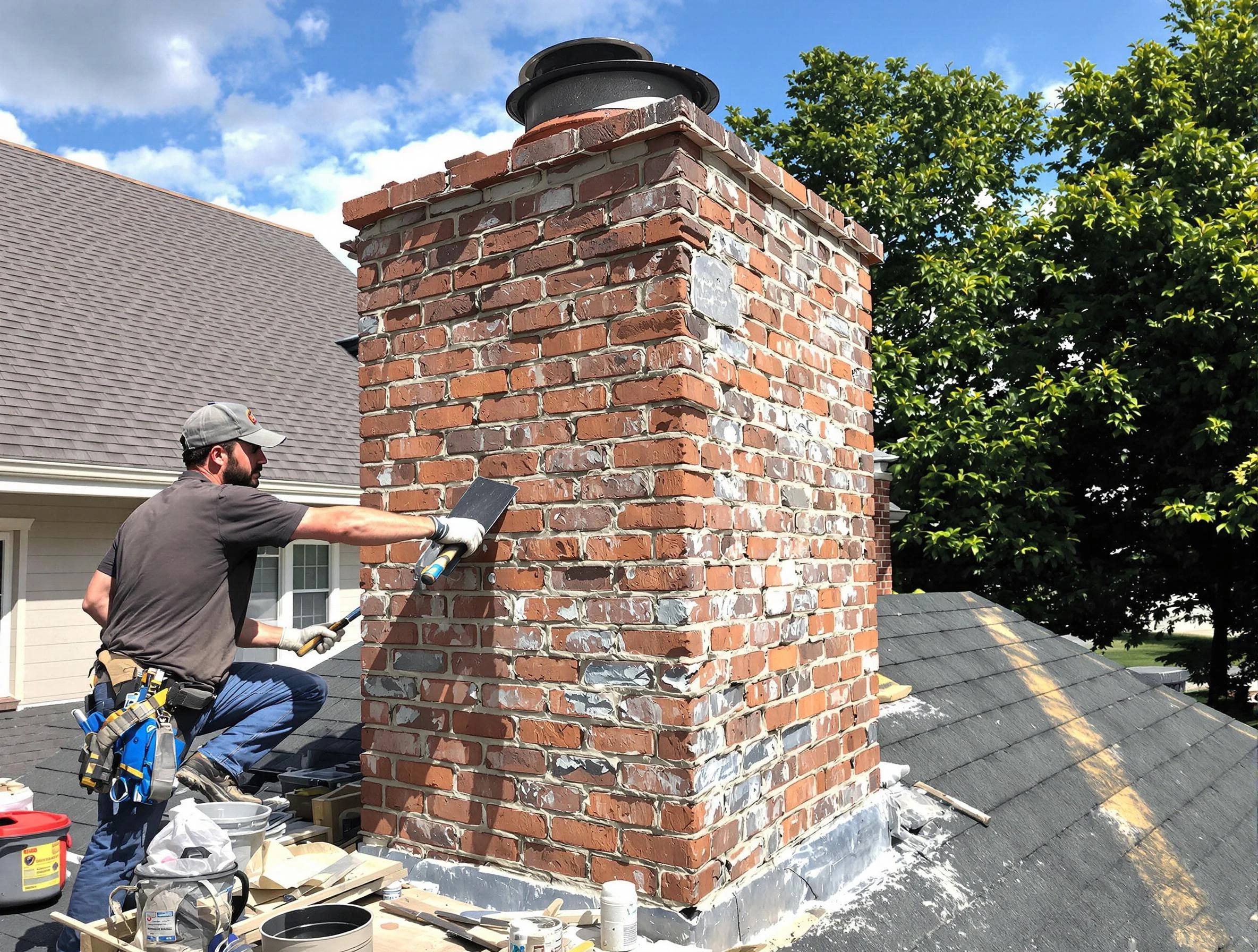 Completed chimney rebuild by Haverhill Chimney Sweep in Haverhill, MA