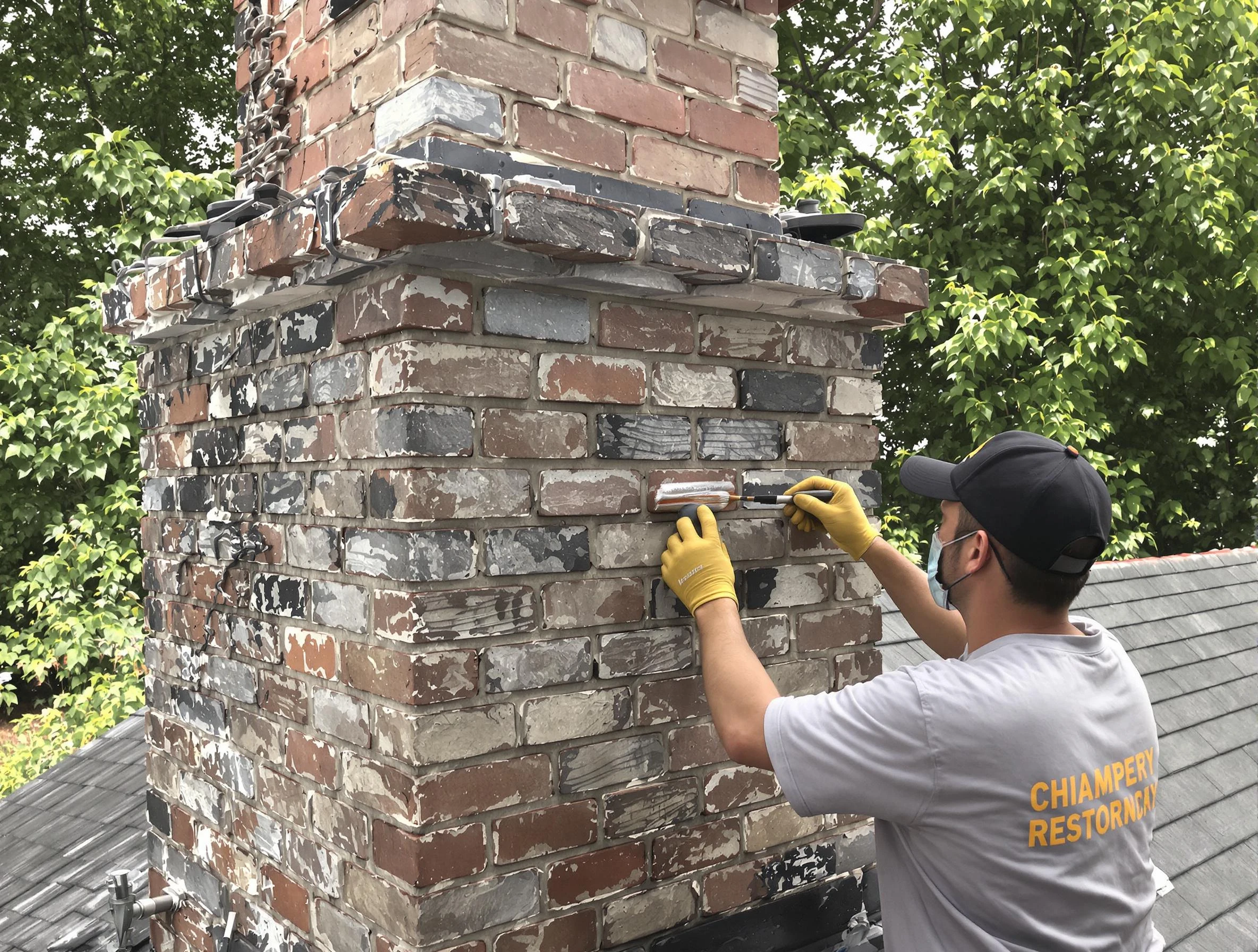 In-progress chimney restoration by Haverhill Chimney Sweep in Haverhill, MA